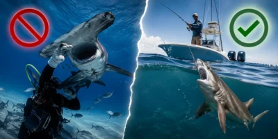 Alimentar tiburones prohibido, pescar tiburones permitido
