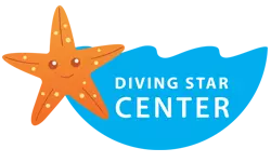 Logo del centro de buceo Diving Star estrella de mar con agua
